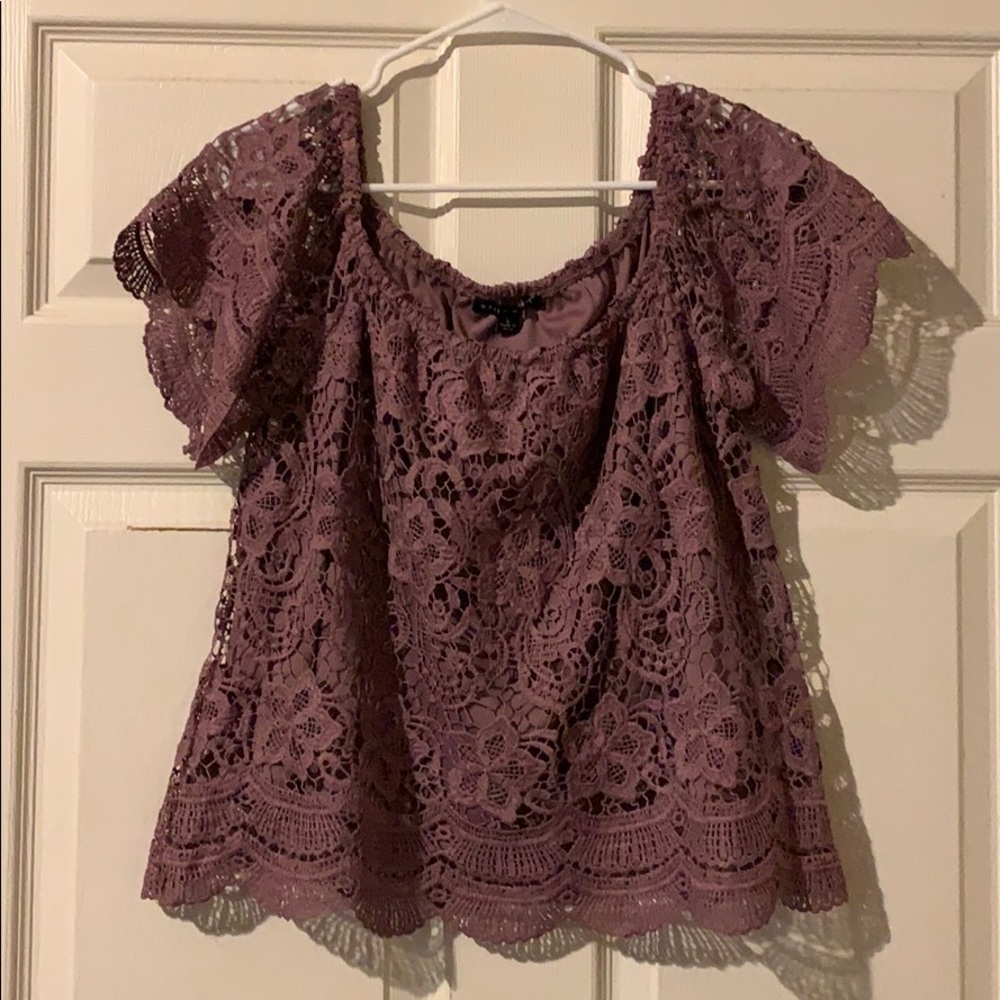 Haute Monde Purple Lace Off The Shoulder Blouse L